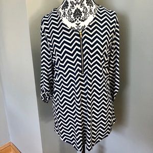 Navy/Cream Chevron Blouse